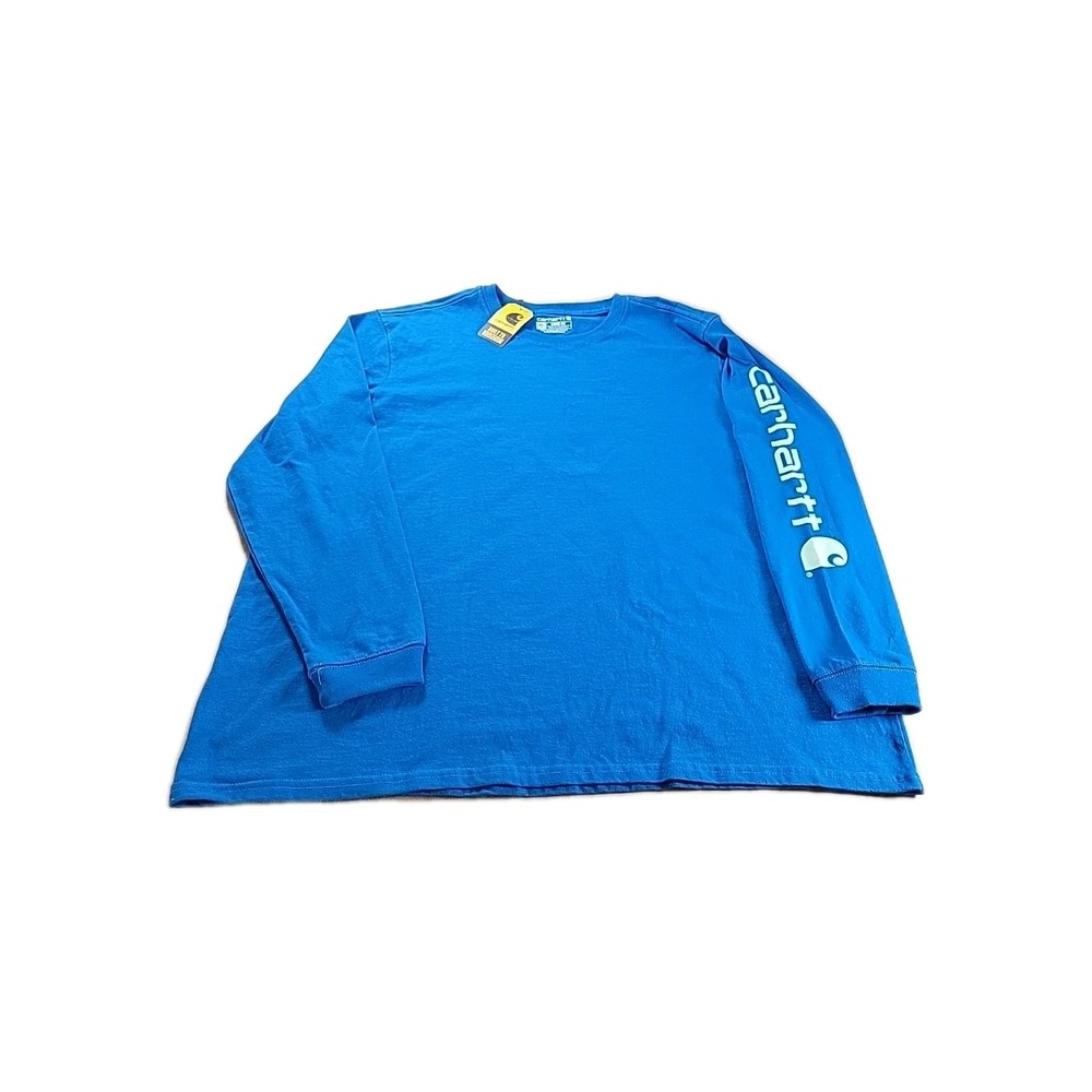 Carhartt Long Sleeve T-Shirt Loose Fit Graphic Logo Casual Blue YOUTH 2XL NWT